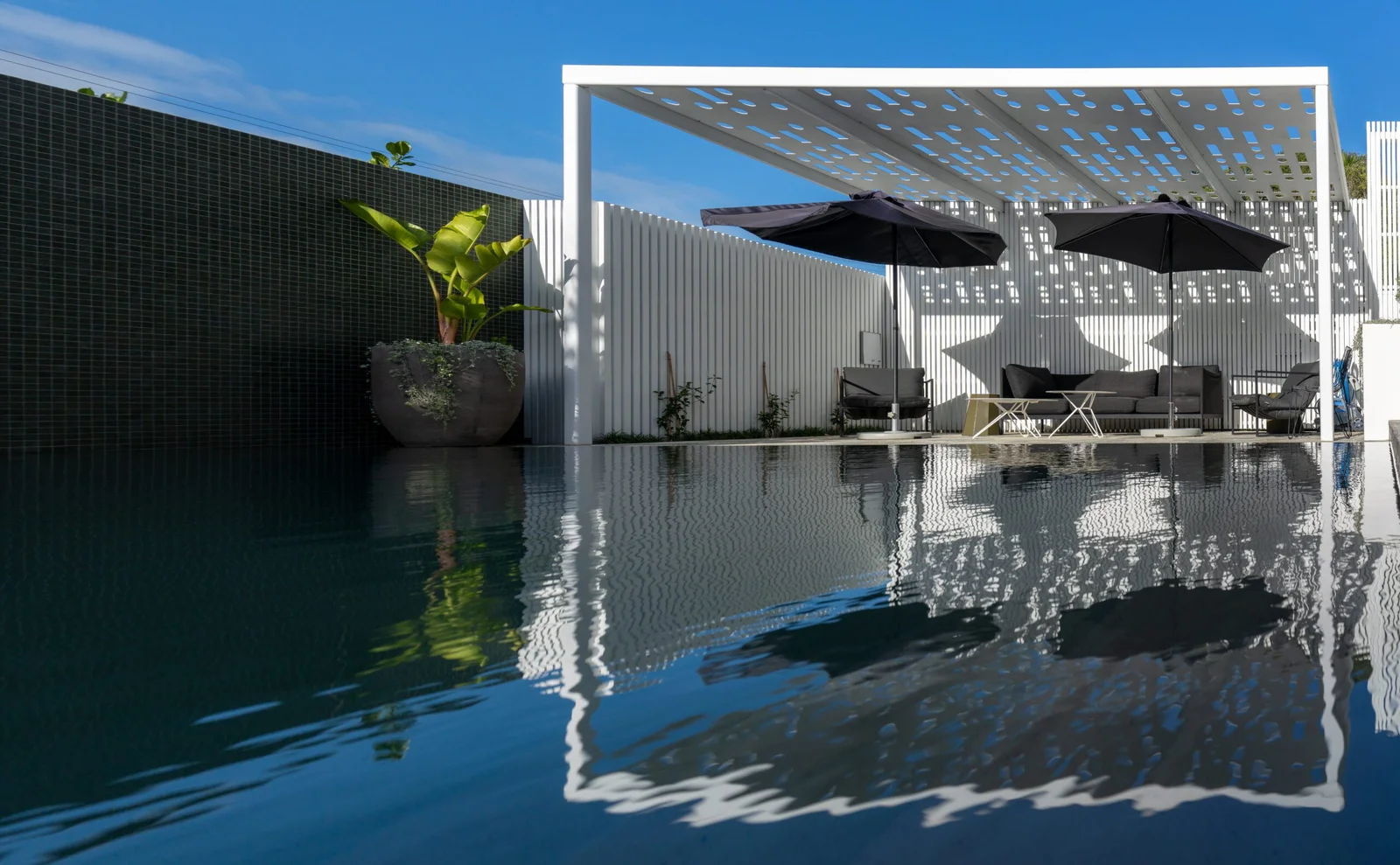 Modern poolside area