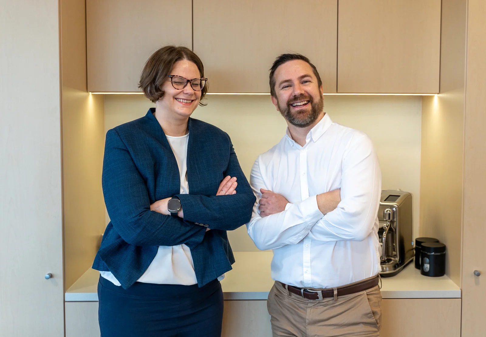 Two business professionals smiling