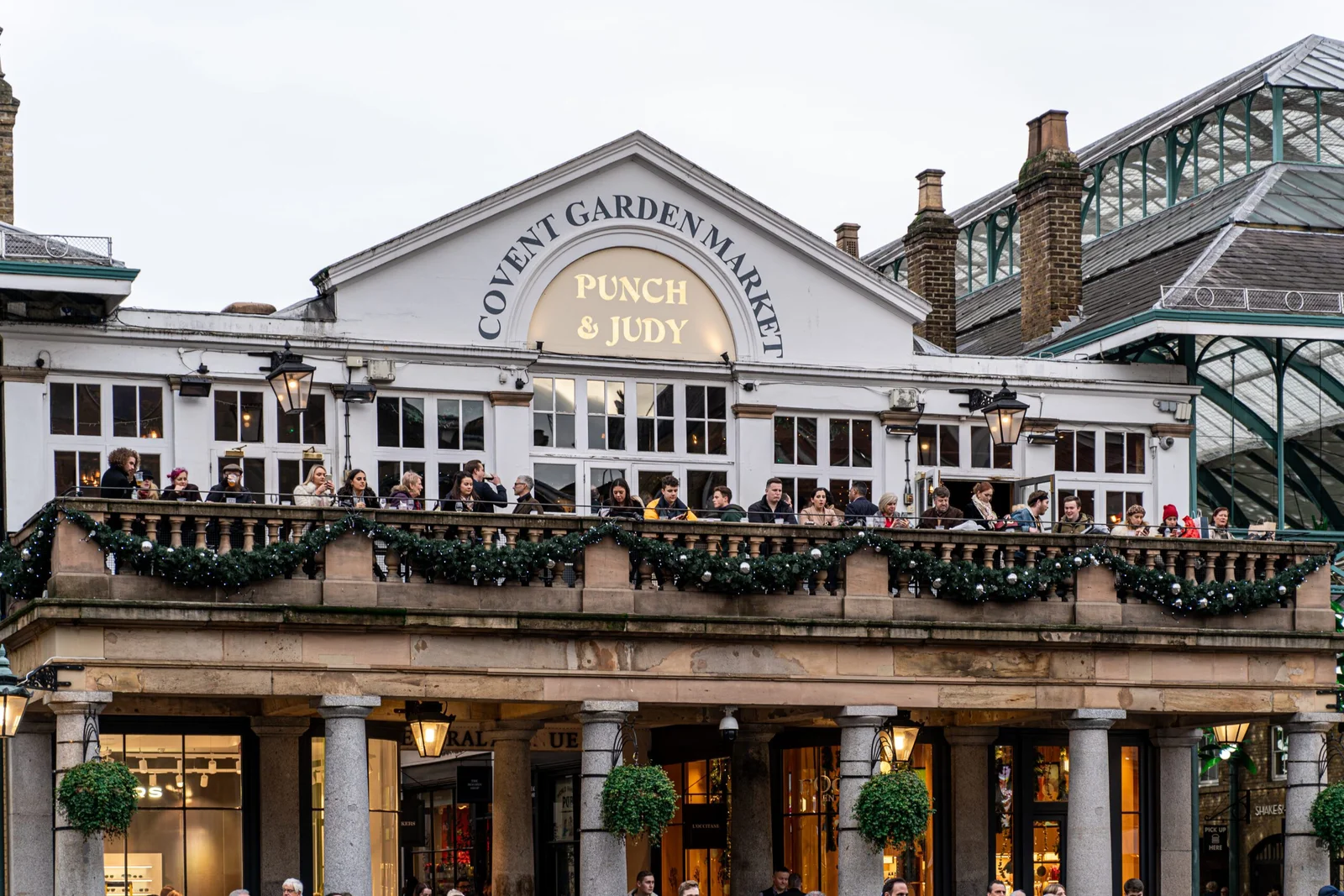 Covent Garden Market Punch & Judy building with people on balcony