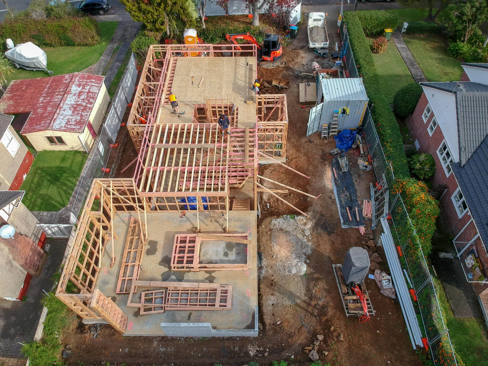 Aerial view of construction site