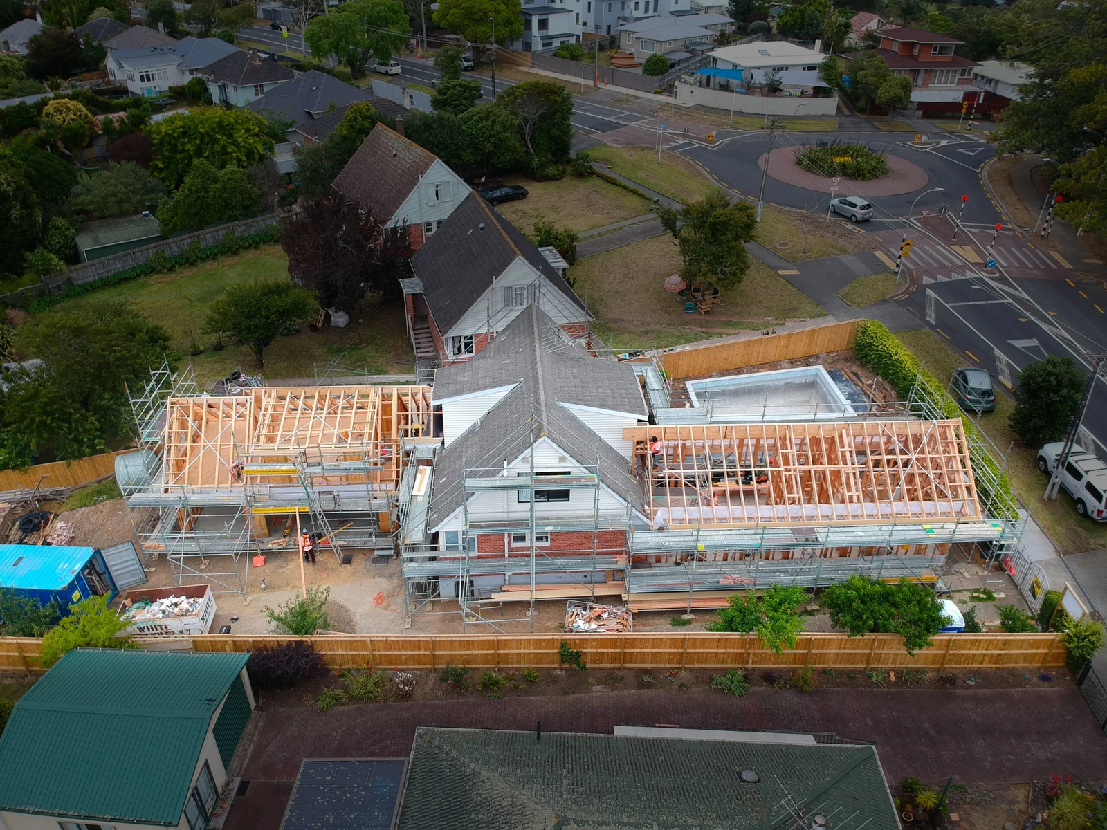 Aerial view of large construction site